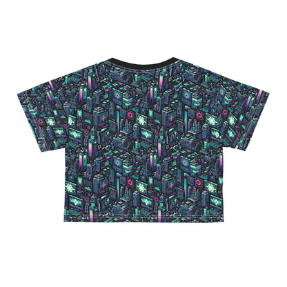 Digital Rebellion Tech-Inspired Streetwear Crop Tee - 8404 Design-58