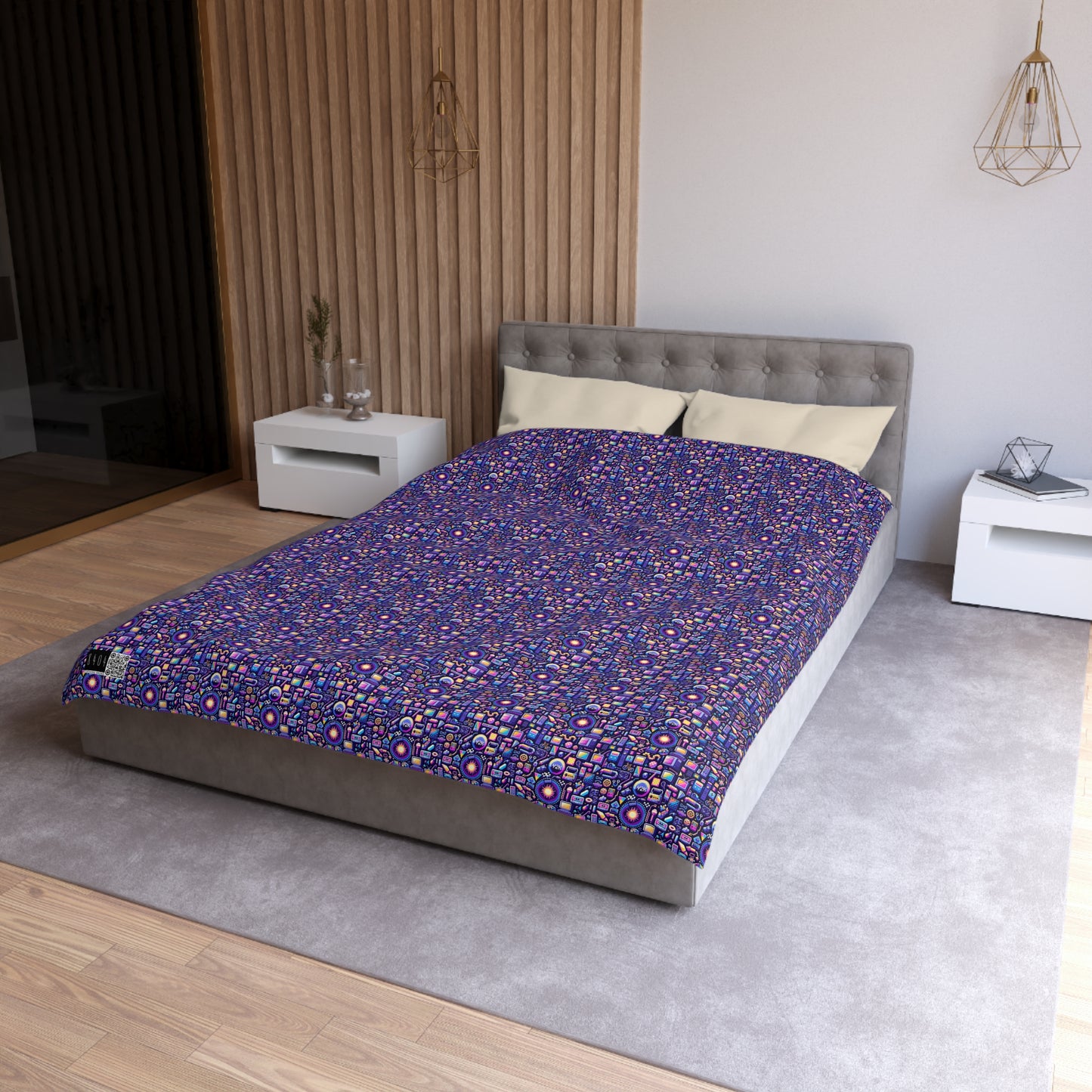 Digital Nostalgia Modern Retro Fusion Microfiber Duvet Cover - 8404 Design-64
