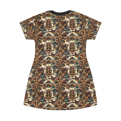 Digital Renaissance Modern Baroque Fusion T-Shirt Dress - 8404 Design-63