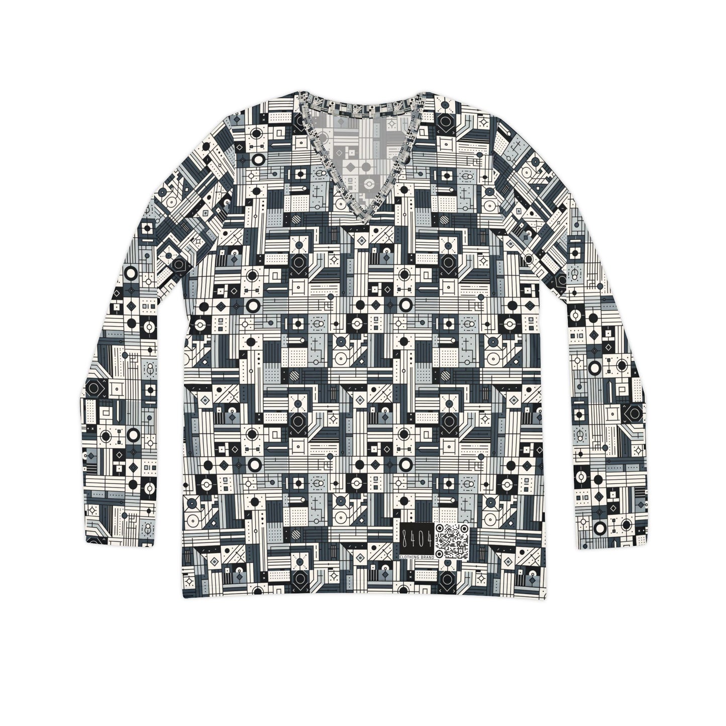 Digital Minimalism Minimalist Tech Women's Long Sleeve V-Neck Shirt - 8404 Design-49