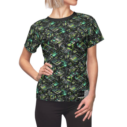 Tech-Infused Graphics Tech-Forward Streetwear Women's Cut & Sew Tee - 8404 Design-47