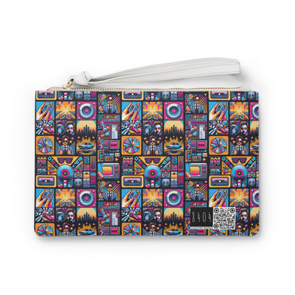 Digital Pop Culture Mashup Maximalist Pop Clutch Bag - 8404 Design-52