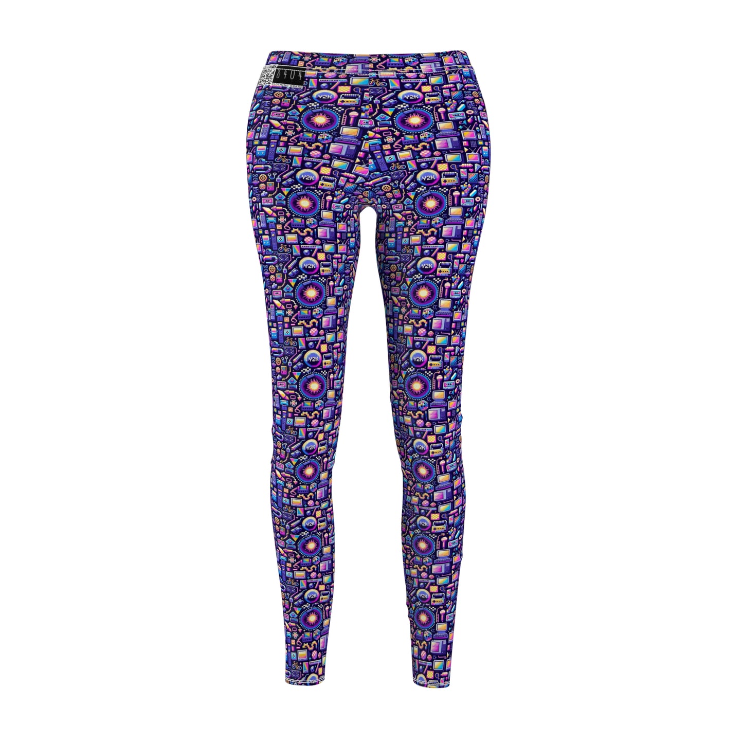 Digital Nostalgia Modern Retro Fusion Women's Cut & Sew Casual Leggings - 8404 Design-64