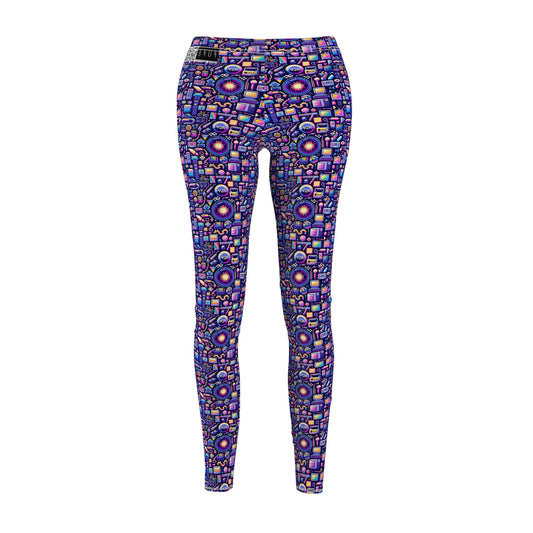Digital Nostalgia Modern Retro Fusion Women's Cut & Sew Casual Leggings - 8404 Design-64
