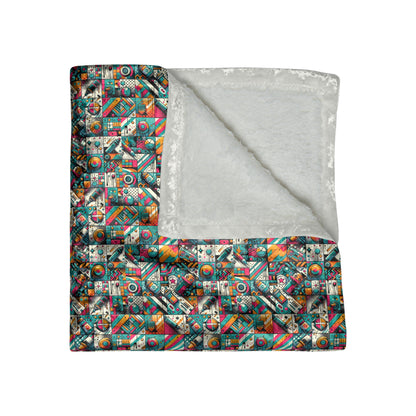 Graffiti Fusion Modern Street Art Fusion Crushed Velvet Blanket - 8404 Design-58