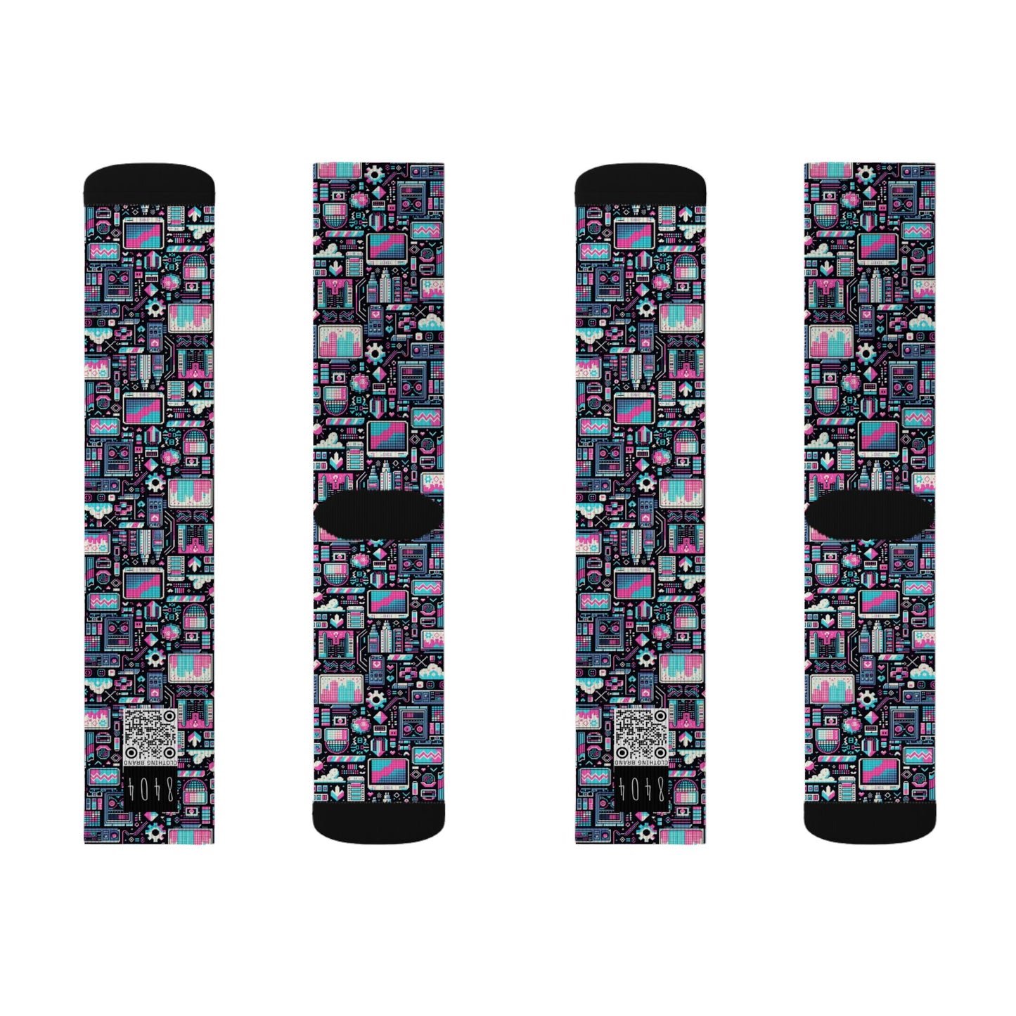 Digital Rebellion Youthful Streetwear with a Rebellious Digital Twist Sublimation Socks - 8404 Design-71