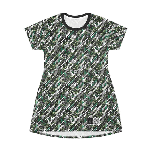 Tech Camo Fusion Tech-Forward Streetwear With a Futuristic Edge T-Shirt Dress - 8404 Design-63