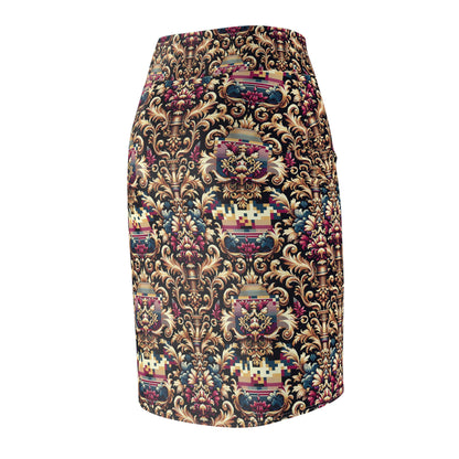 Digital Renaissance Modern Baroque Fusion Women's Pencil Skirt - 8404 Design-53