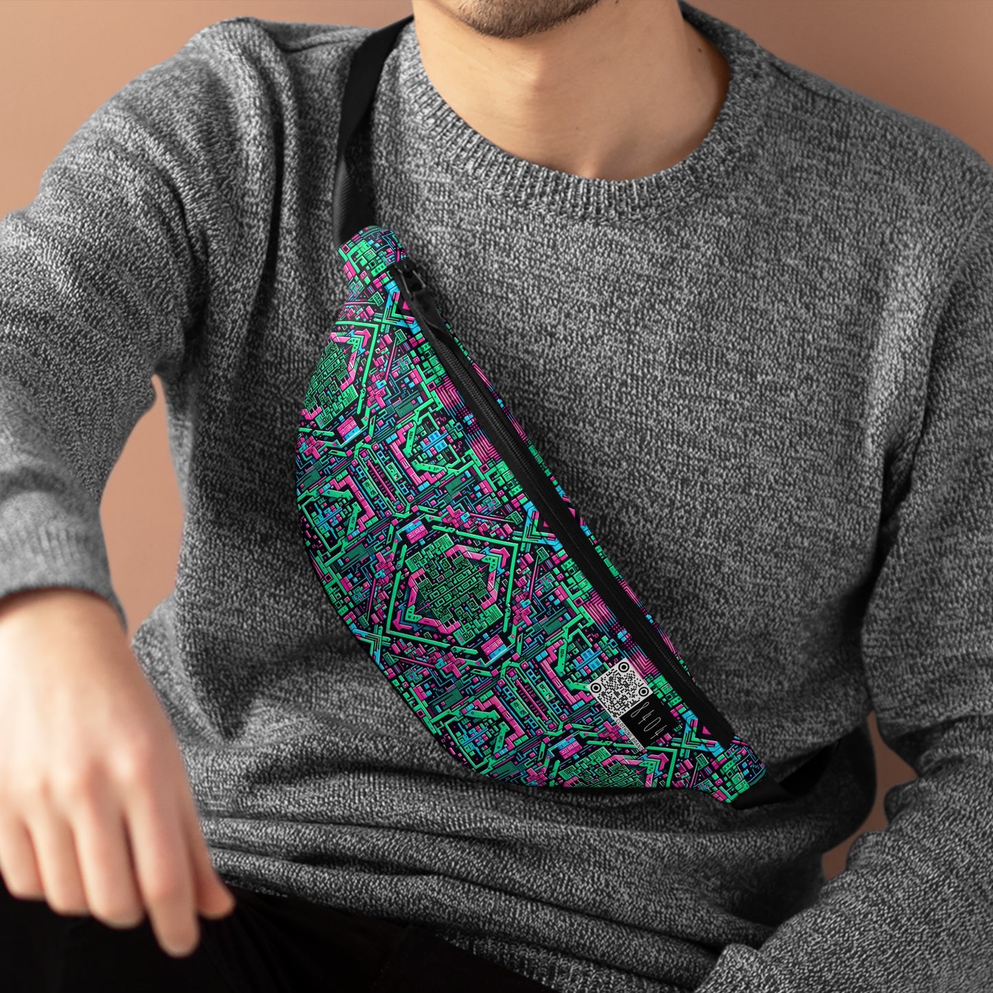 Digital Glitch Vibes Tech-Inspired Streetwear Fanny Pack - 8404 Design-71