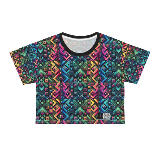 Tech-Inspired Graphics Cyberpunk Cool Crop Tee - 8404 Design-58