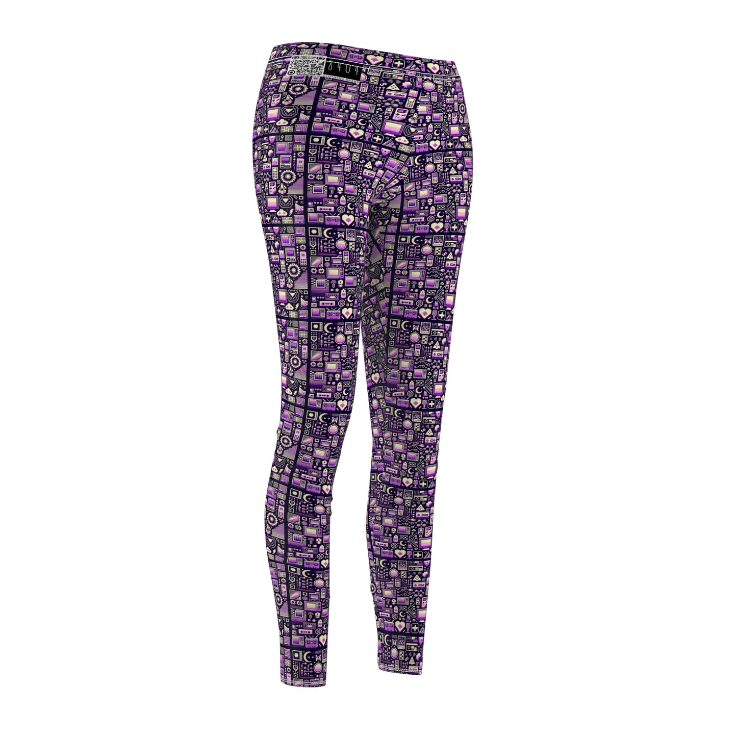 Digital Nostalgia Remix Modern Vintage Fusion Women's Cut & Sew Casual Leggings - 8404 Design-54