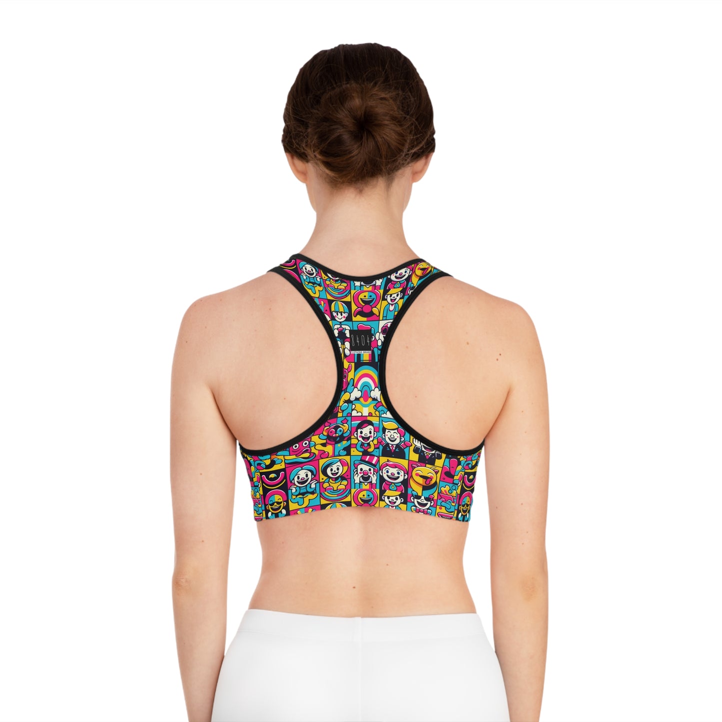 Neon Pop Playful Pop Culture Mashup Sports Bra - 8404 Design-60