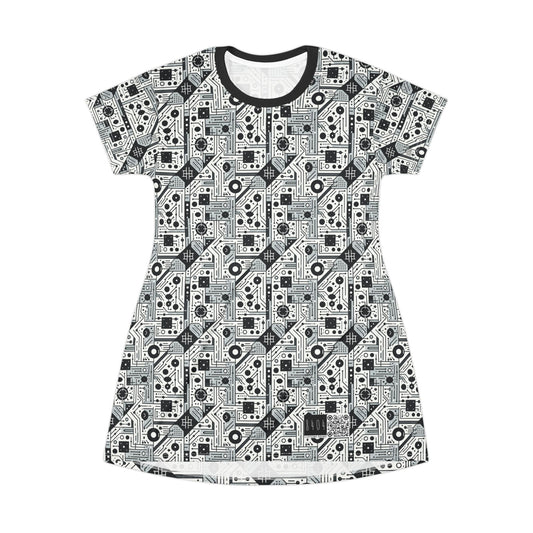 Digital Minimalism Minimalist Tech T-Shirt Dress - 8404 Design-48