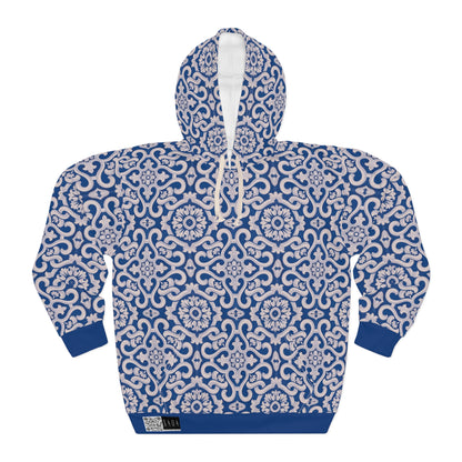 8404 Unisex Adult's "elegant Mosaic" Fashion Pullover Hoodie in Royal Blue