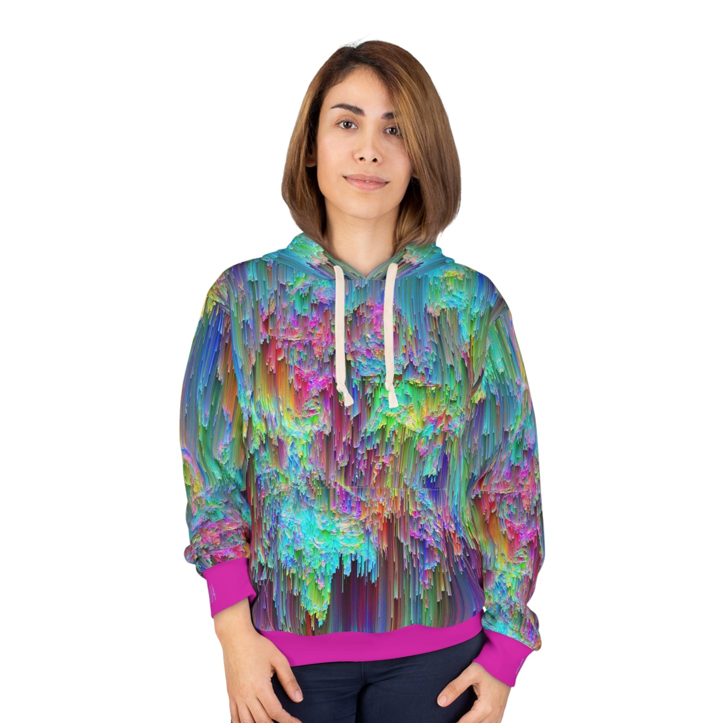 8404's Unisex Adult "Trippy Rainfall in Magenta" Fashion Pullover Hoodie