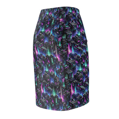 Tech Noir Graphics Futuristic Tech Aesthetics Women's Pencil Skirt - 8404 Design-55
