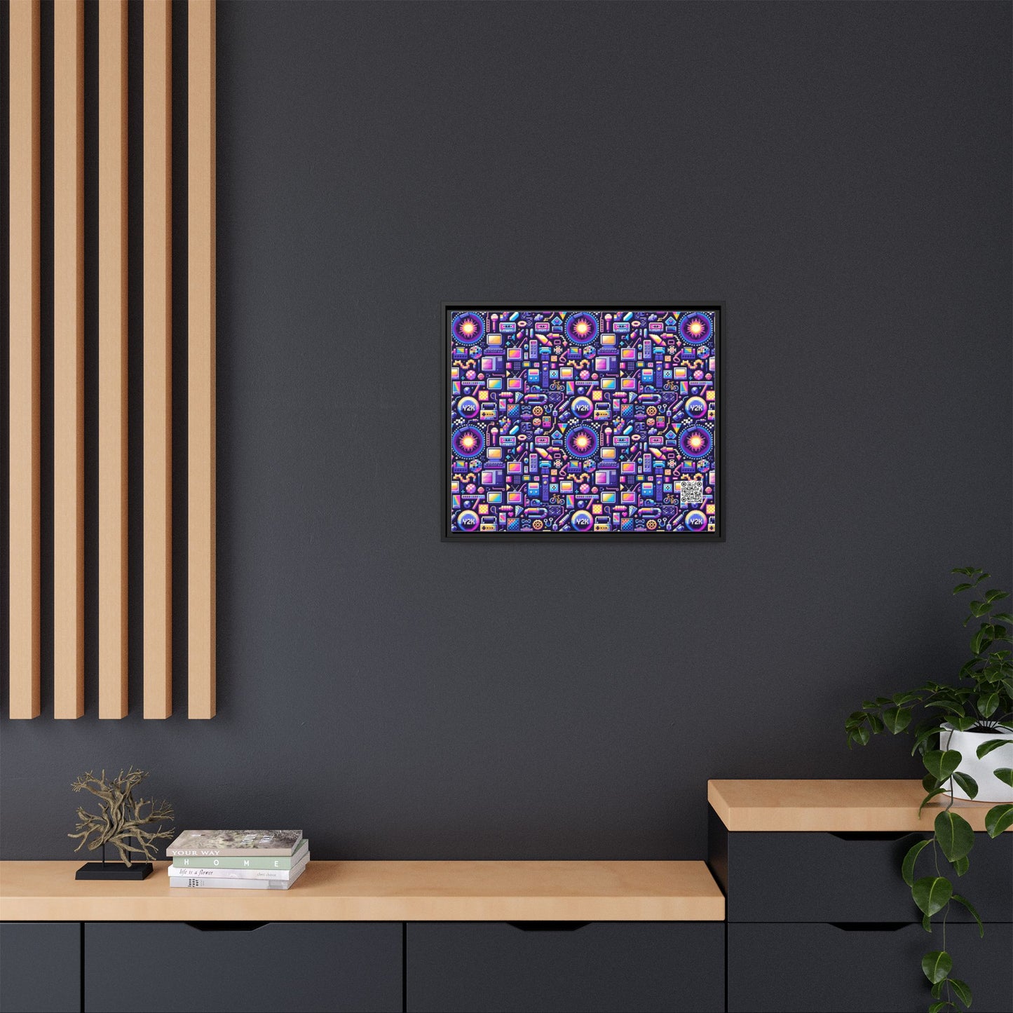 Digital Nostalgia Modern Retro Fusion Matte Canvas, Framed (multi-Color) - 8404 Design-64 B