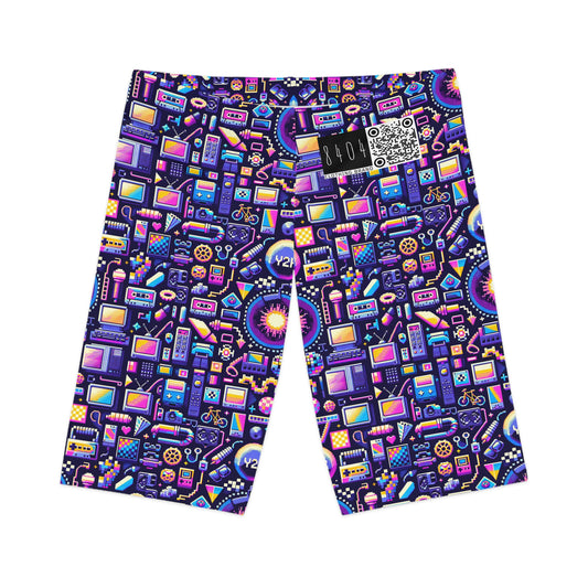 Digital Nostalgia Modern Retro Fusion Women's Bike Shorts - 8404 Design-64