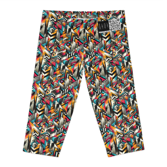 Graffiti Revival Urban Street Art Women's Capri Leggings - 8404 Design-62
