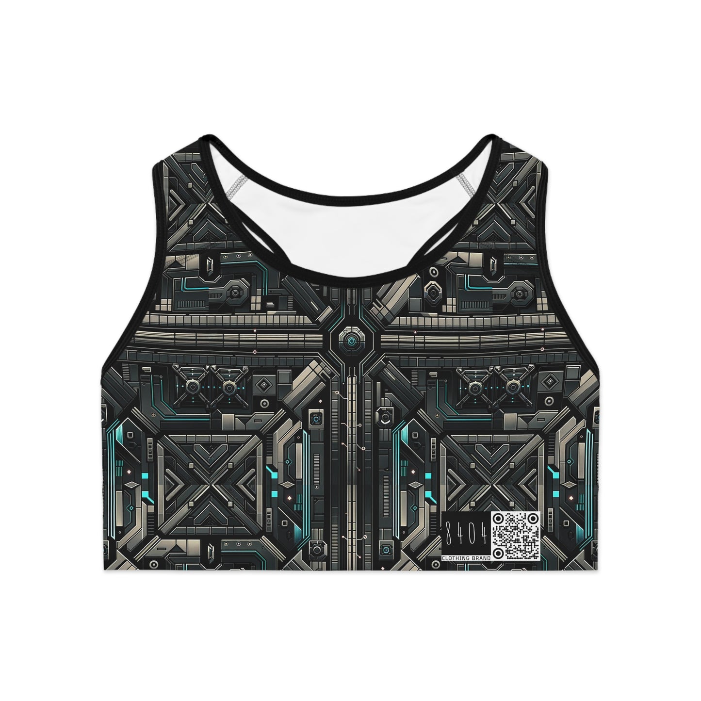 Tech Noir Futuristic Tech Aesthetic with a Dark Twist Sports Bra - 8404 Design-59