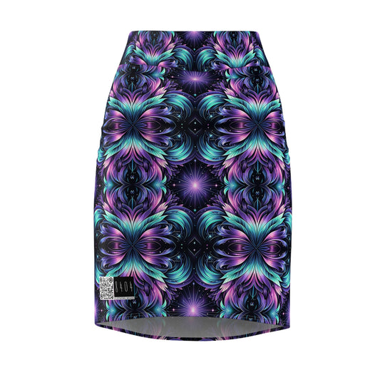 Iridescent Dream Futuristic Tech Women's Pencil Skirt - 8404 Design-60