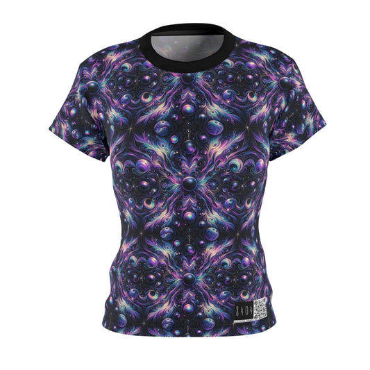 Galactic Hues Tech-Forward Cosmic Fusion Women's Cut & Sew Tee - 8404 Design-41