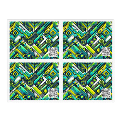 Tech-Infused Neon Tech-Forward Streetwear Sticker Sheets - 8404 Design-52