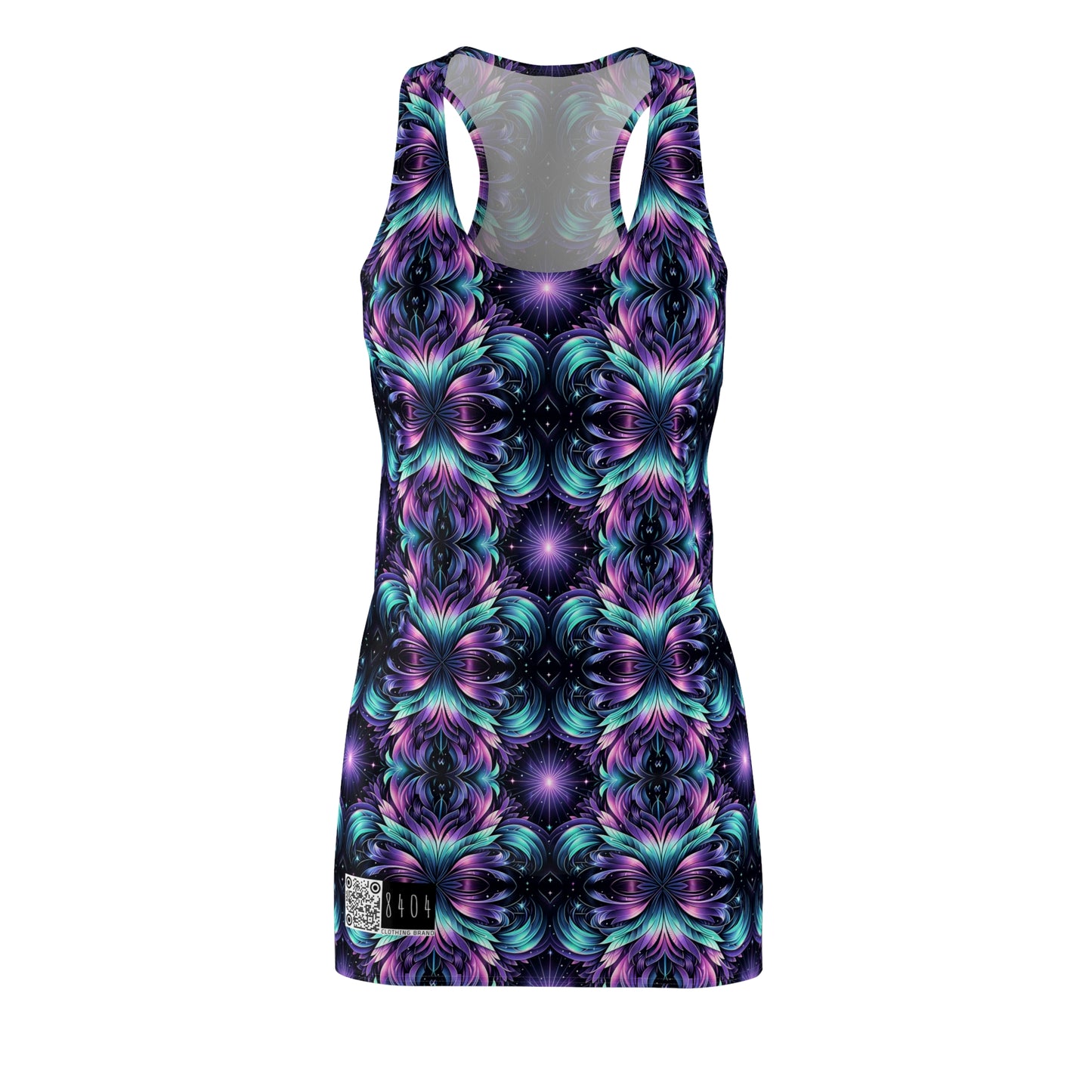 Iridescent Dream Futuristic Tech Women's Cut & Sew Racerback Dress - 8404 Design-60