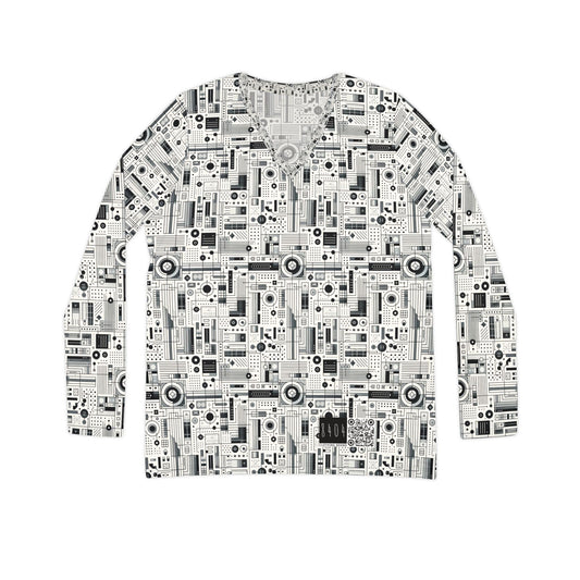 Digital Minimalism Minimalist Tech Women's Long Sleeve V-Neck Shirt - 8404 Design-53