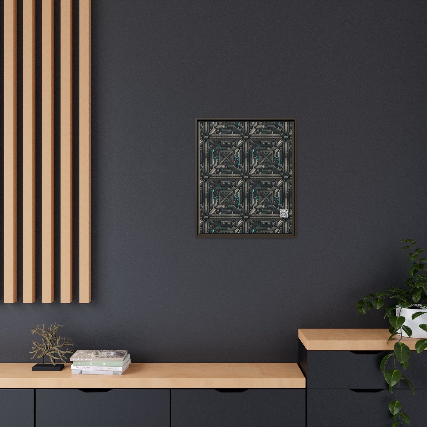 Tech Noir Futuristic Tech Aesthetic with a Dark Twist Matte Canvas, Framed (multi-color) - 8404 Design-59 B