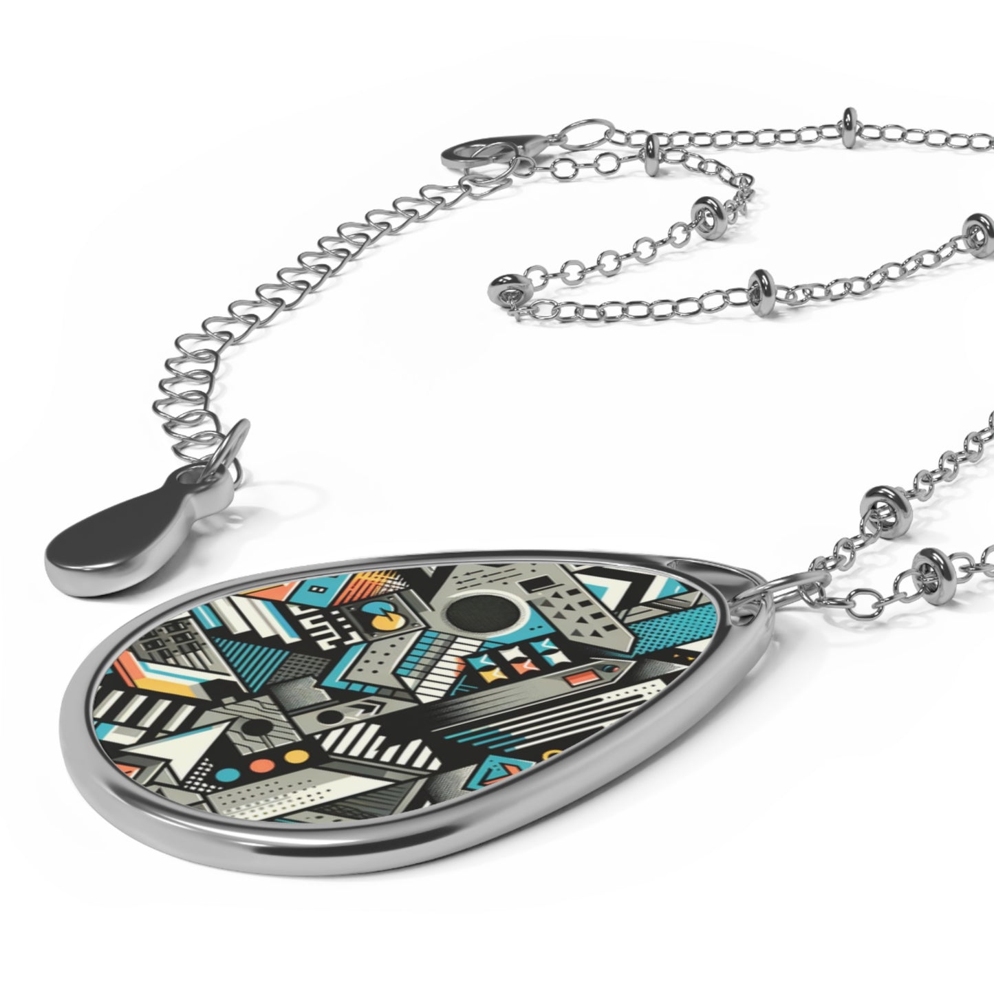 Digital Street Art Urban Street Style Oval Necklace - 8404 Design-81