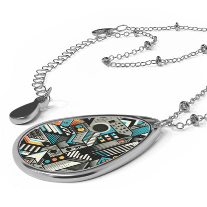 Digital Street Art Urban Street Style Oval Necklace - 8404 Design-81