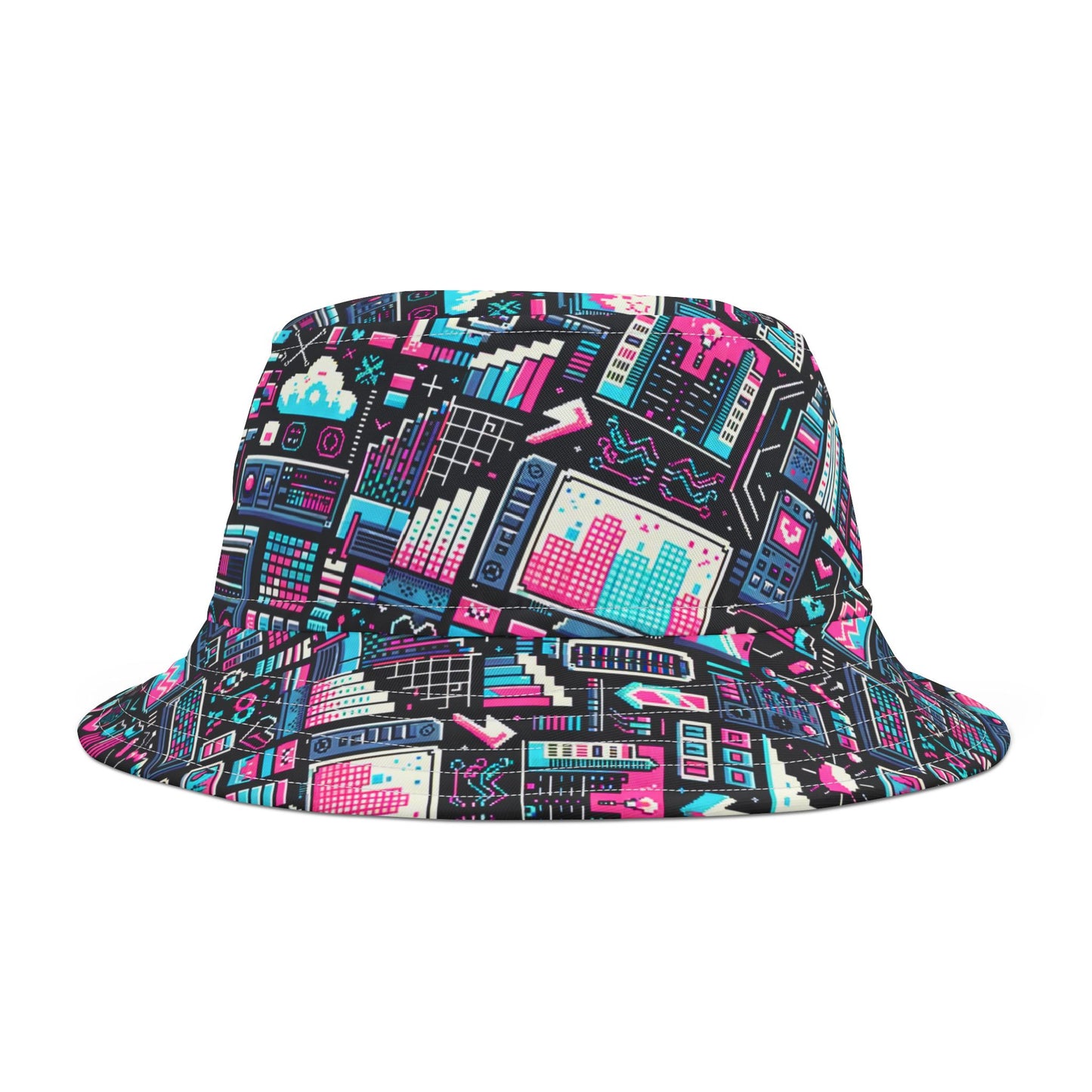 Digital Rebellion Youthful Streetwear with a Rebellious Digital Twist Bucket Hat - 8404 Design-71