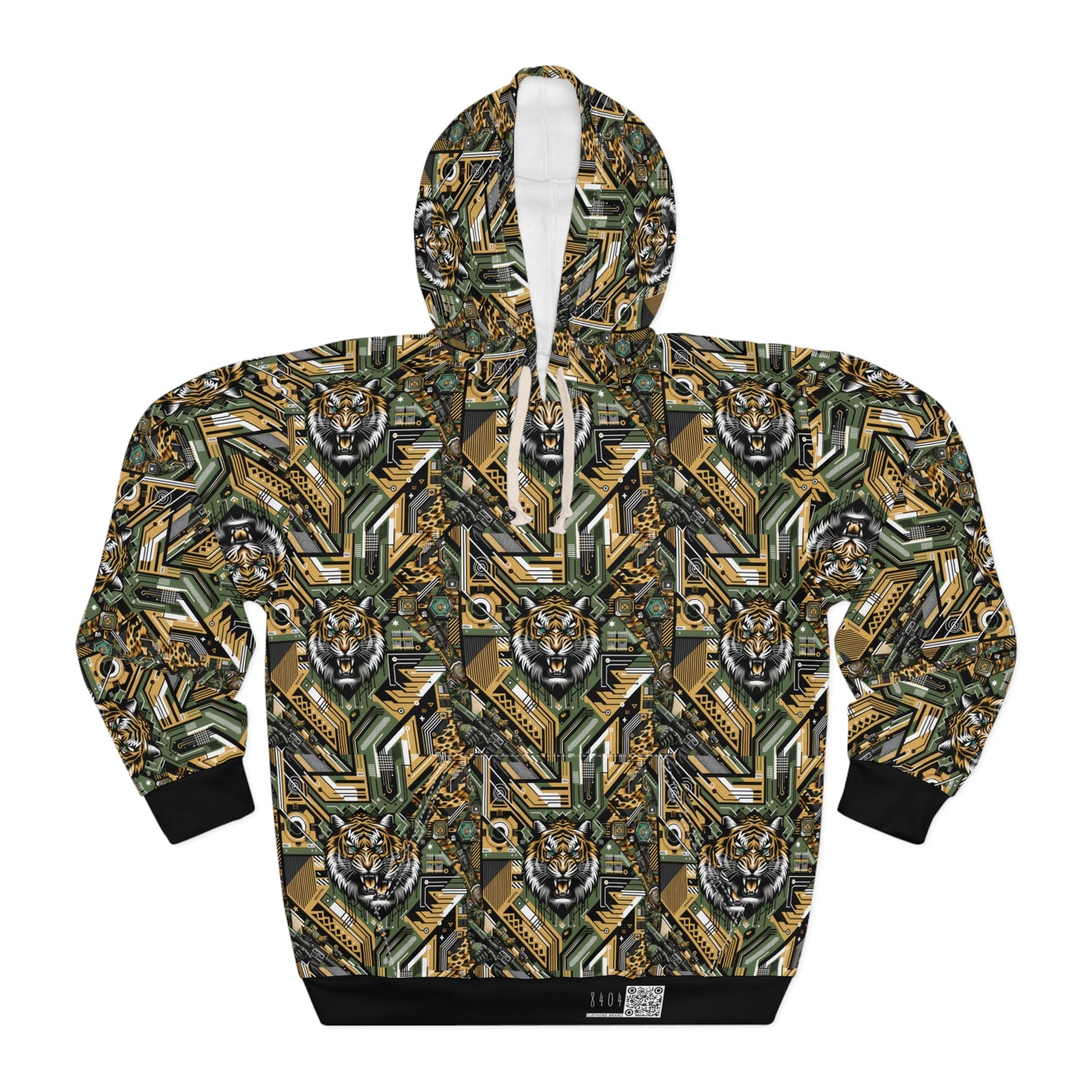 Neo-Camo Fusion Tech-Forward Streetwear Pullover Hoodie - 8404 Design-58