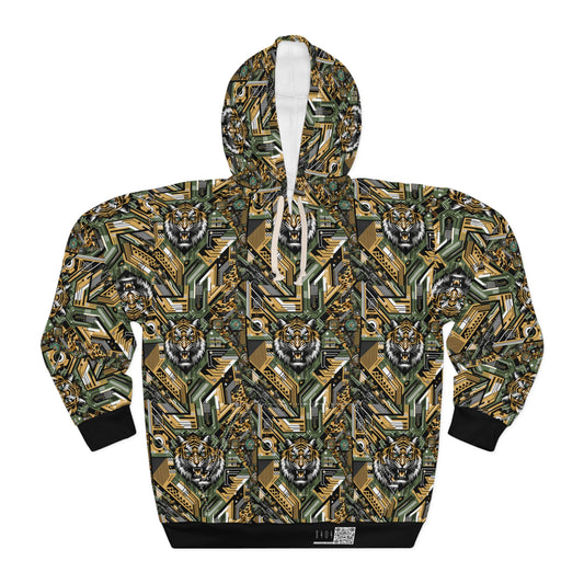 Neo-Camo Fusion Tech-Forward Streetwear Pullover Hoodie - 8404 Design-58