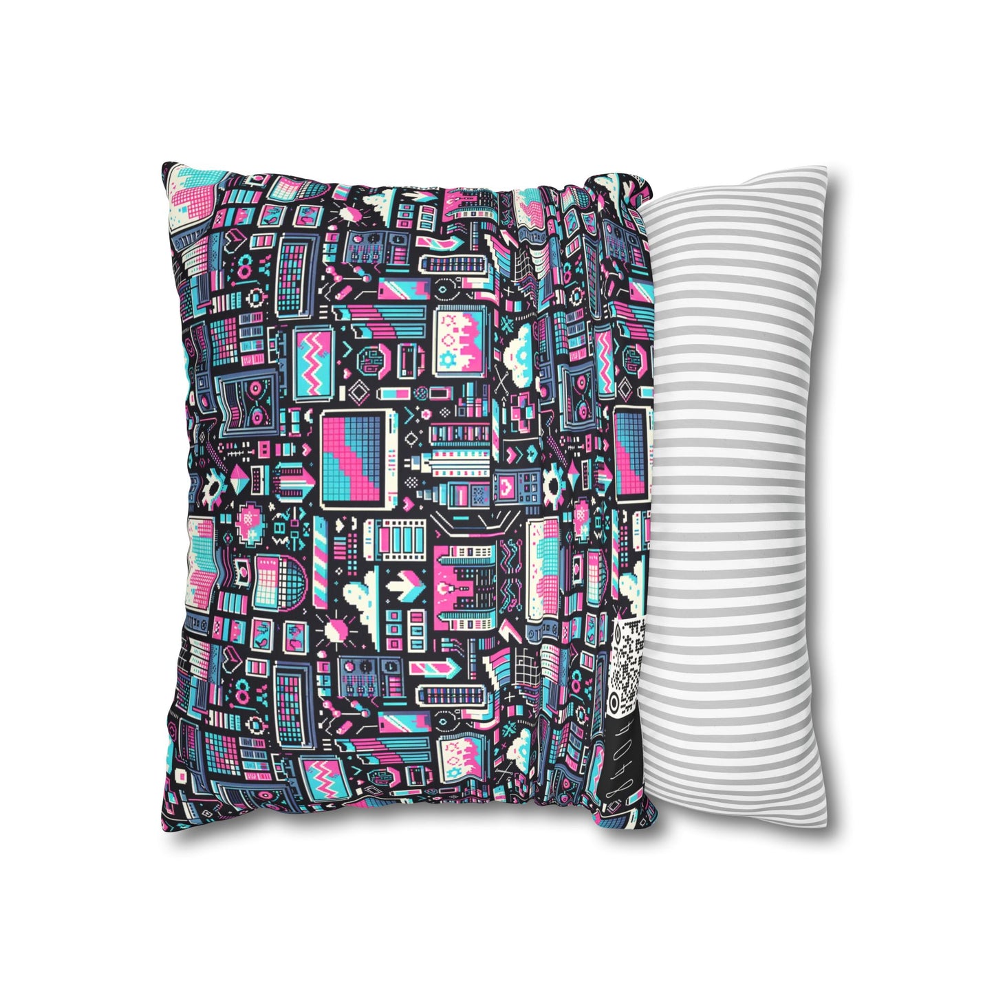 Digital Rebellion Youthful Streetwear with a Rebellious Digital Twist Faux Suede Square Pillowcase - 8404 Design-71