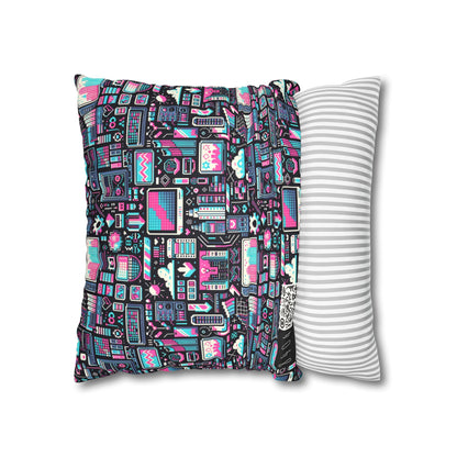 Digital Rebellion Youthful Streetwear with a Rebellious Digital Twist Faux Suede Square Pillowcase - 8404 Design-71