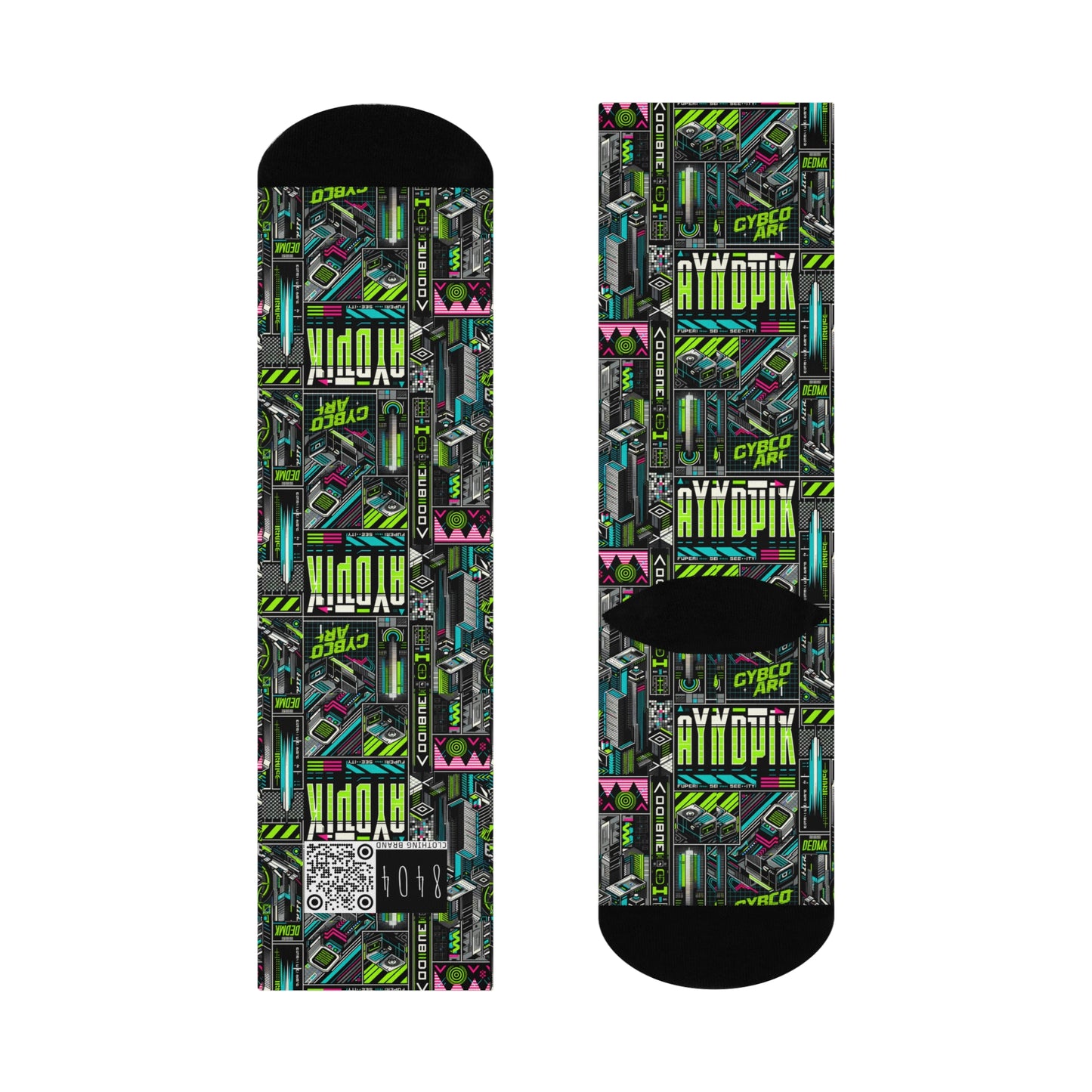 Tech-Forward Graphics Tech-Inspired Streetwear Cushioned Crew Socks - 8404 Design-46