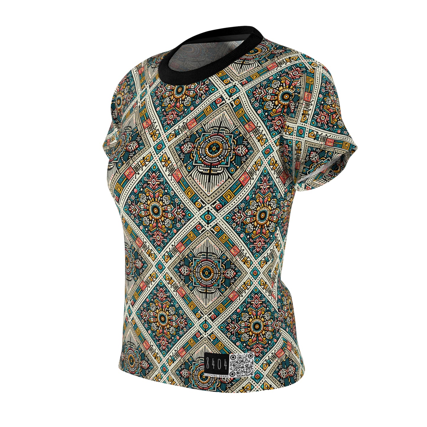 Cultural Fusion Tech Blend of Cultural Heritage With Tech-Inspired Elements Women's Cut & Sew Tee - 8404 Design-64