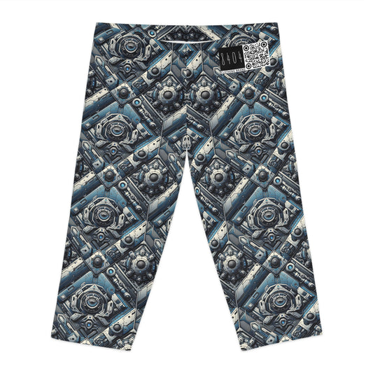 Tech Utility Fusion Tech-Forward Utility With a Futuristic Edge Women's Capri Leggings - 8404 Design-43