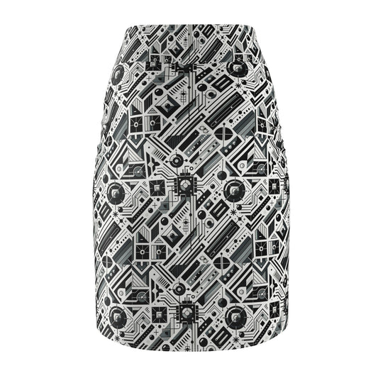 Digital Minimalism Minimalist Tech Women's Pencil Skirt - 8404 Design-62