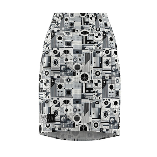 Digital Minimalism Minimalist Tech Women's Pencil Skirt - 8404 Design-65