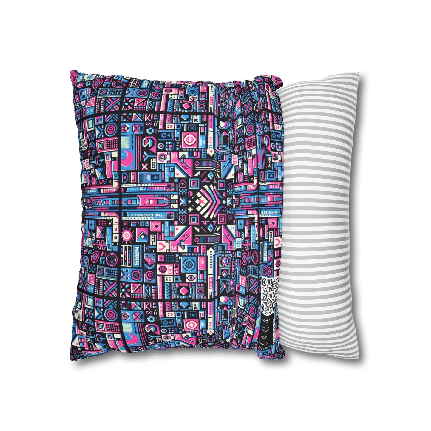 Digital Rebellion Youthful Streetwear with a Rebellious Digital Twist Spun Polyester Square Pillowcase - 8404 Design-65