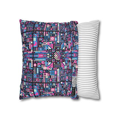 Digital Rebellion Youthful Streetwear with a Rebellious Digital Twist Spun Polyester Square Pillowcase - 8404 Design-65