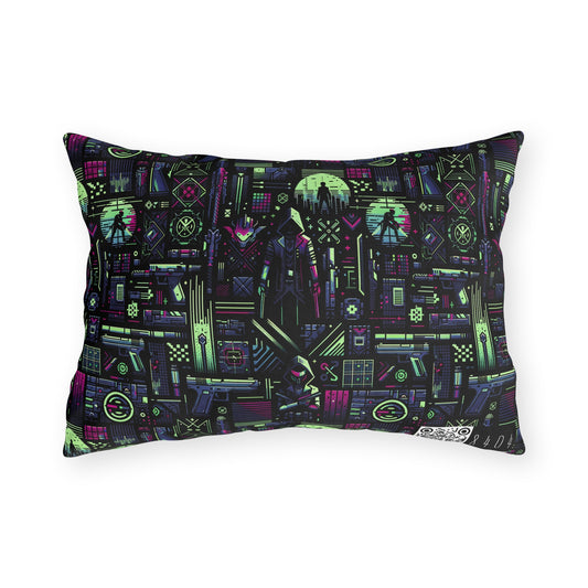 Tech Noir Futuristic Cyberpunk Outdoor Pillow - 8404 Design-63