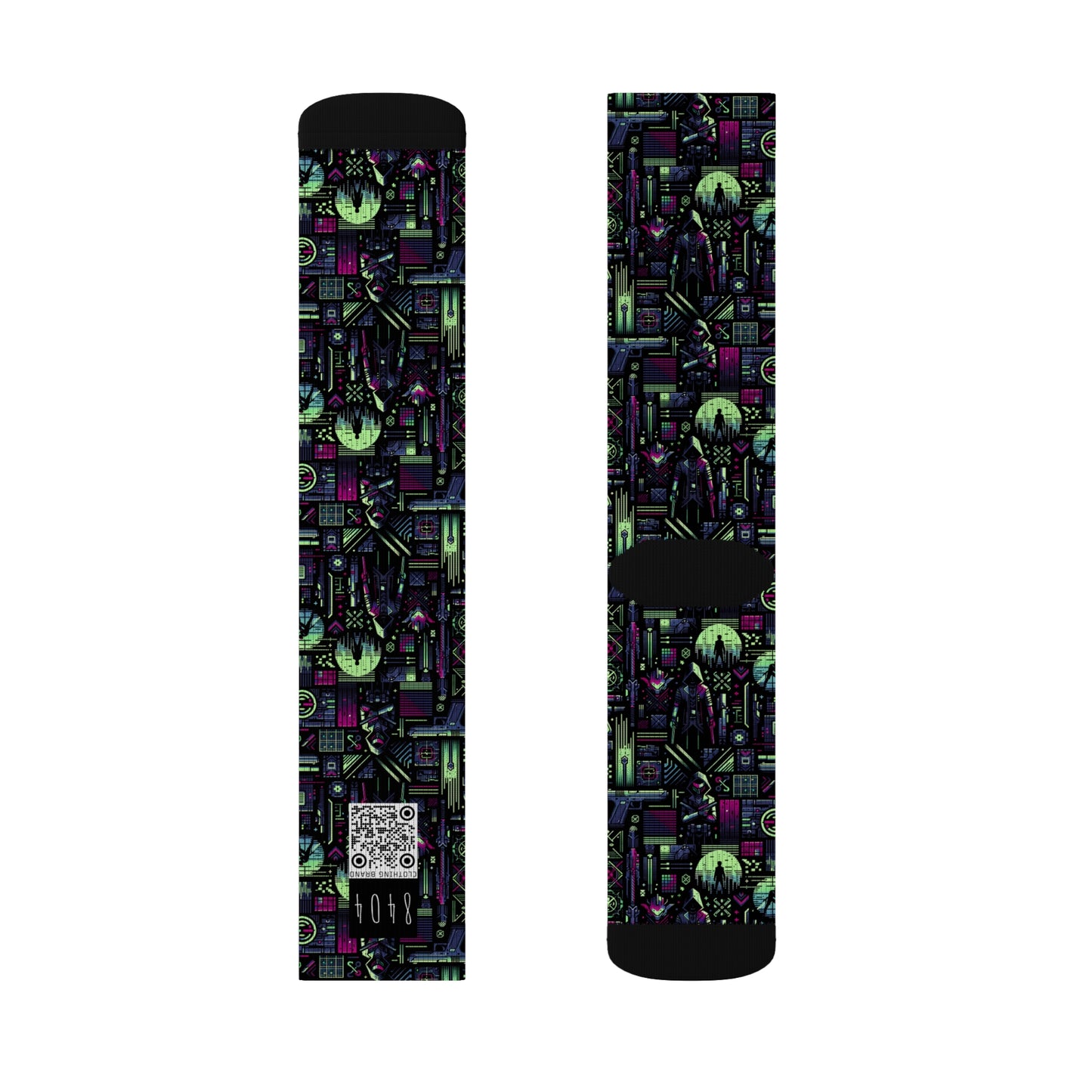Tech Noir Futuristic Cyberpunk Sublimation Socks - 8404 Design-63