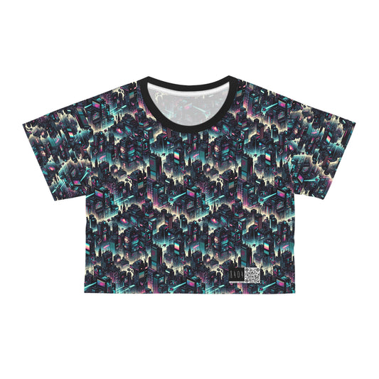Digital Rebellion Tech-Inspired Streetwear Crop Tee - 8404 Design-51