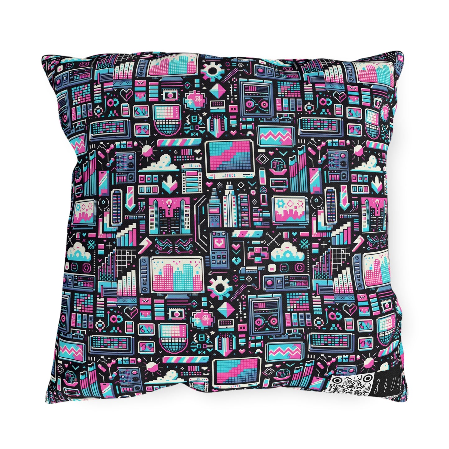 Digital Rebellion Youthful Streetwear with a Rebellious Digital Twist Outdoor Pillow - 8404 Design-71