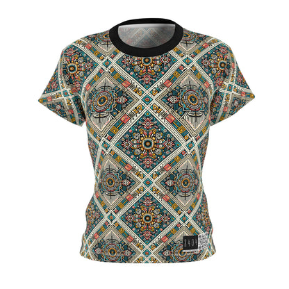 Cultural Fusion Tech Blend of Cultural Heritage With Tech-Inspired Elements Women's Cut & Sew Tee - 8404 Design-64