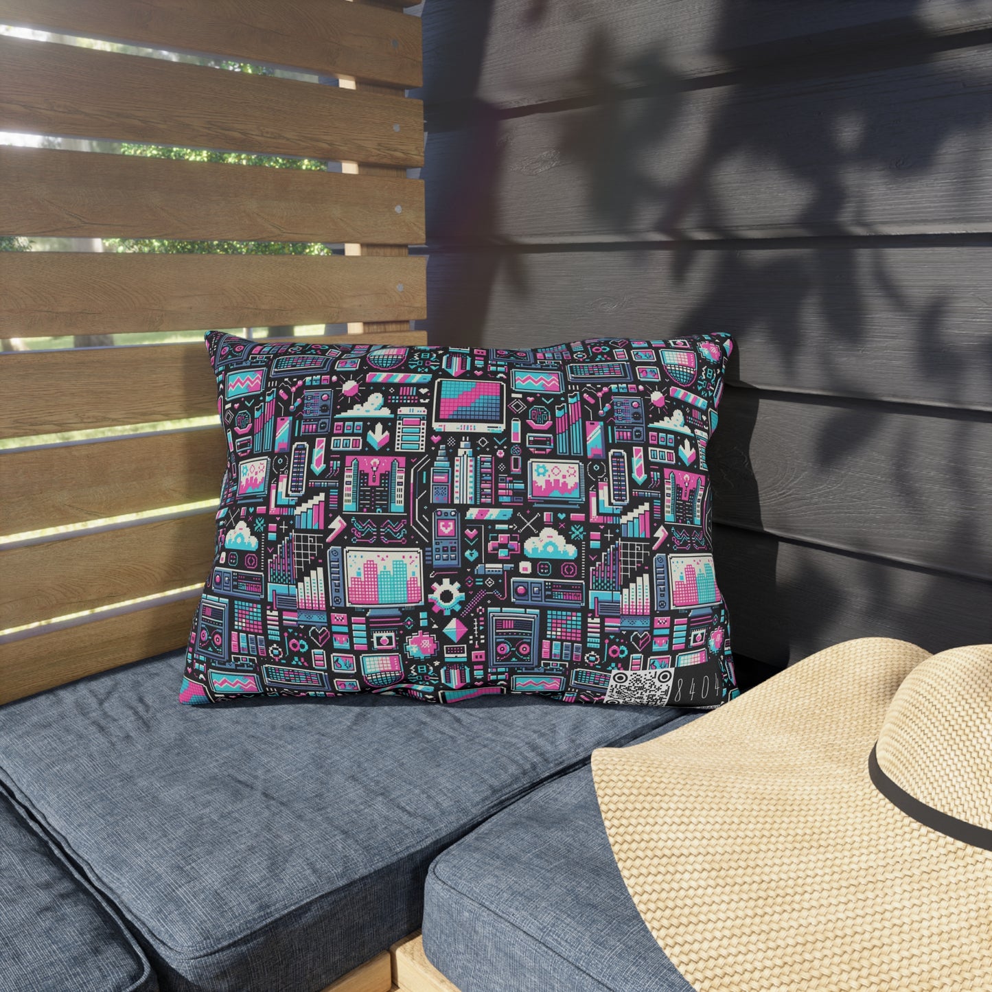 Digital Rebellion Youthful Streetwear with a Rebellious Digital Twist Outdoor Pillow - 8404 Design-71